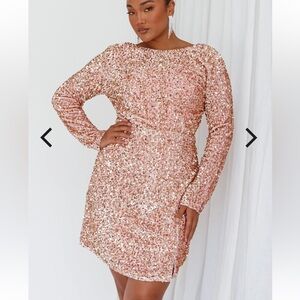 Angel Biba Sparkling Long Sleeve Dress in Pink